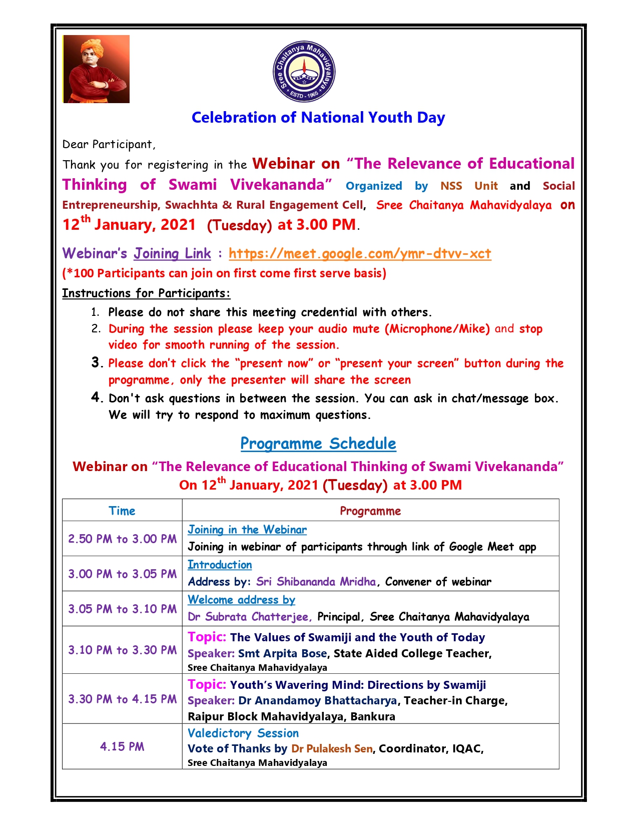 Celebration of National Youth Day